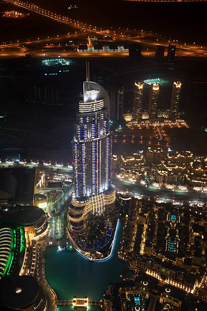 istock Aerial view of Dubai skyline by night 154926621