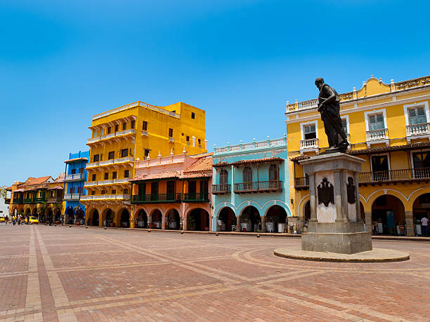 Historical district of Cartagena Historical Center of Cartagena Colombia - this area is known for its colourful buildings and Spanish Colonial architecture. cartagena colombia stock pictures, royalty-free photos & images