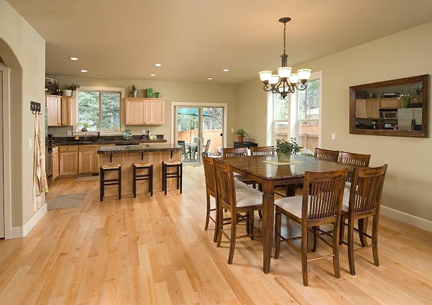 istock Modern dining room with view of kitchen 154927157