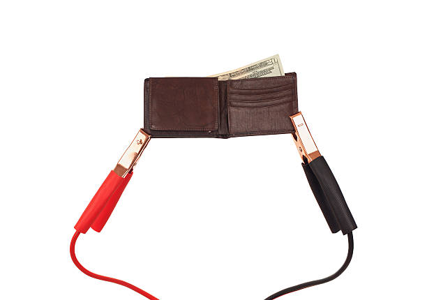 Wallet with Jumper Cables  jumper cable stock pictures, royalty-free photos & images