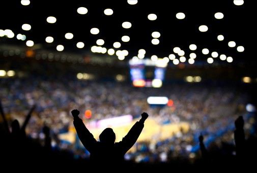 Fans excited at basketball game. This is a re-shoot of previous file 5094050, now available in XXL!!