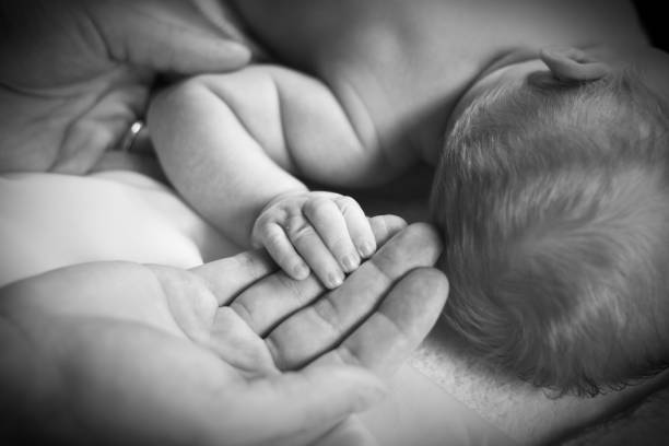 istock Baby girl - black and white 154930248