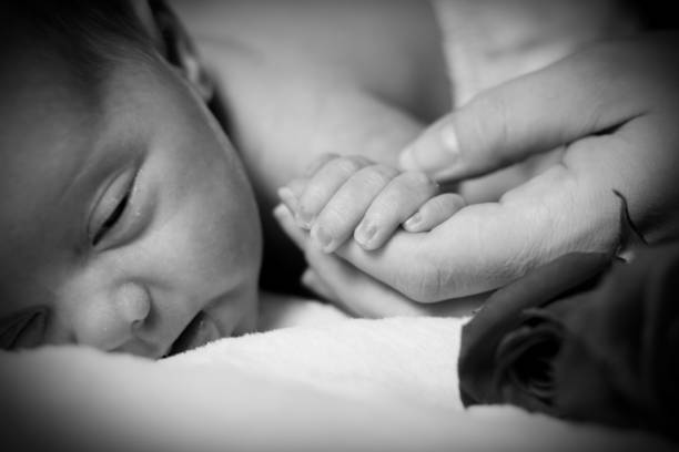istock Baby girl - black and white 154930249