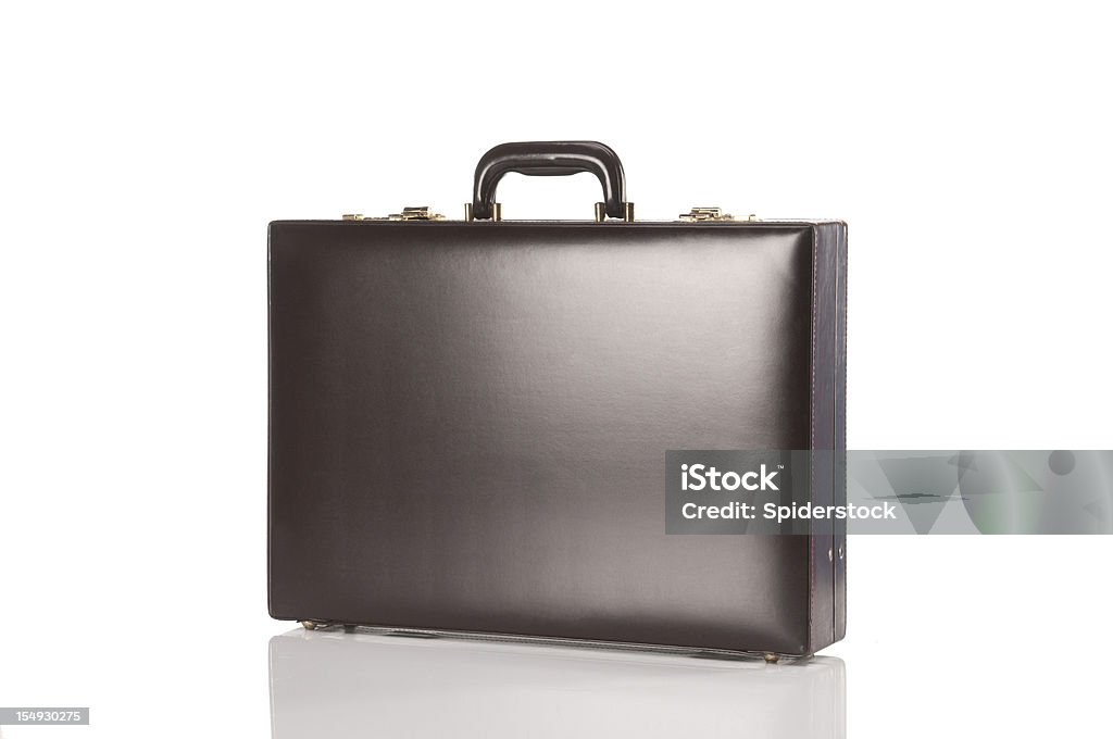 Brown Retro Briefcase Leather retro briefcase, shot on a white background. Briefcase Stock Photo