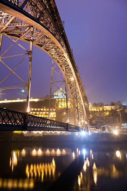 Close-up from Dom Luís I Bridge in Porto and Douro river - Portugal