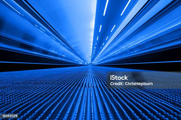 Blue Travelator Stock Photo - Download Image Now - Manchester International Airport, Airport, Blue