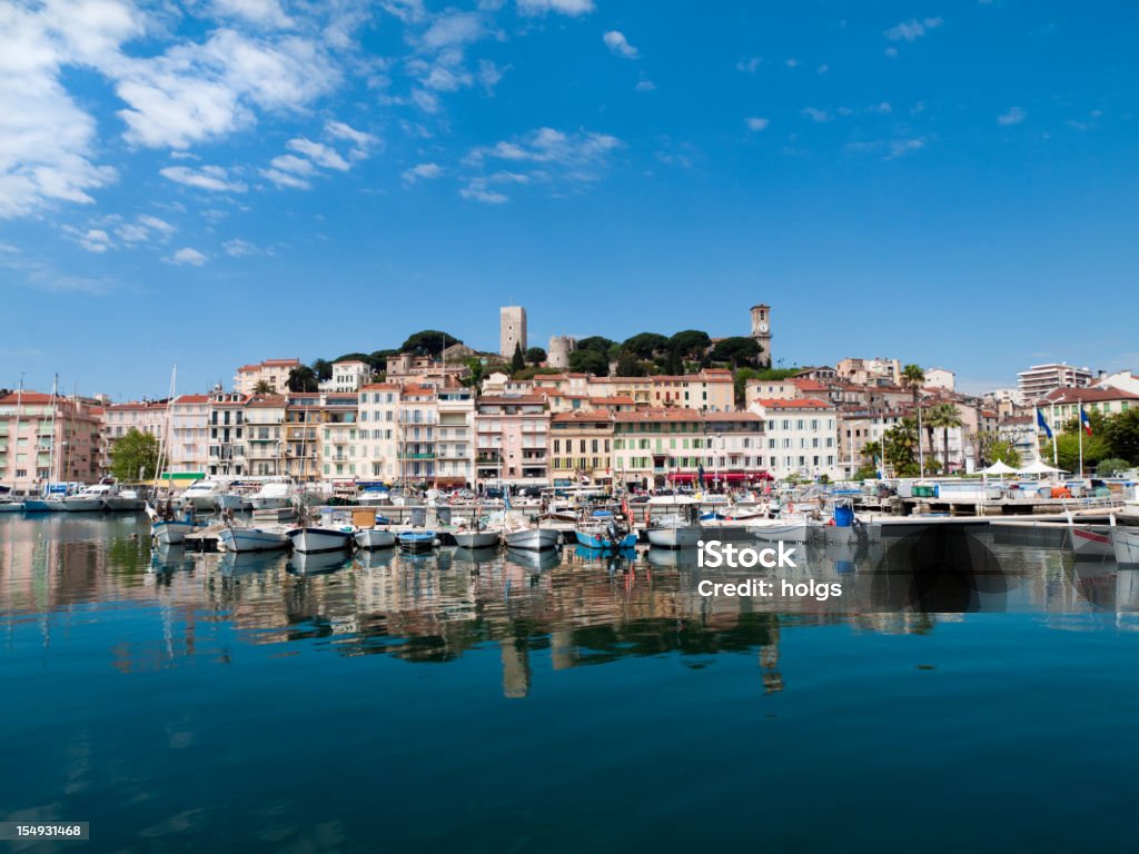 Frente ao mar e barco porto em Cannes, França - Royalty-free Cannes Foto de stock