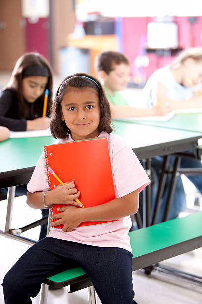 istock Diversity:  Mixed Race Girl Studying in School Learning Education 154931932