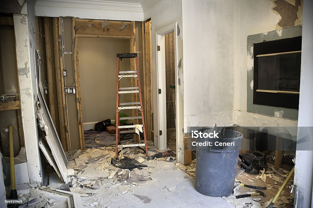 Master Bathroom Remodeling: Demolition Phase  Demolishing Stock Photo