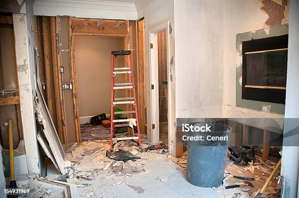 Master Bathroom Remodeling Demolition Phase Stock Photo - Download Image Now - Demolishing, Bathroom, Wall - Building Feature