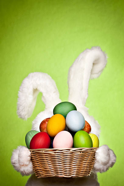 イースターバニーと卵 - bunny painting ストックフォトと画像