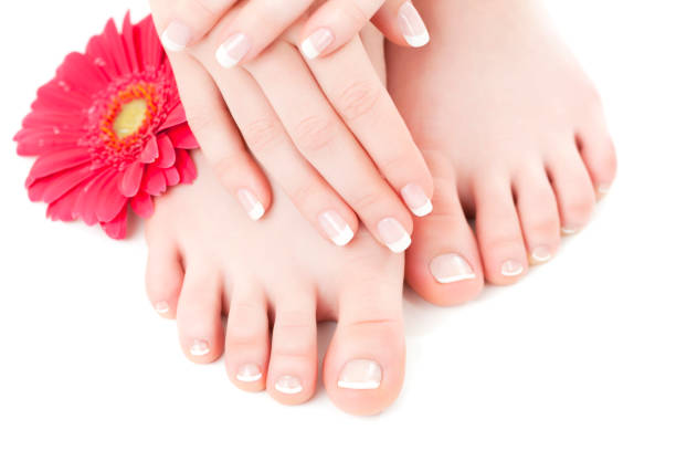 istock Manicure- pedicure: beautiful female hands and feet 154932718