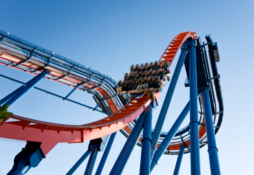 Roller coaster in attractions park at Tampa city