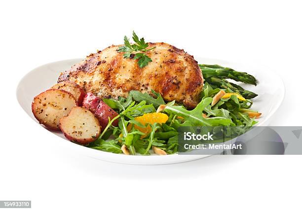 Healthy Dinner Stock Photo - Download Image Now - Plate, Chicken Meat, Cut Out