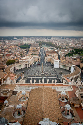 Aerial view from the cupola of the Basilica of St. Peter's Square
