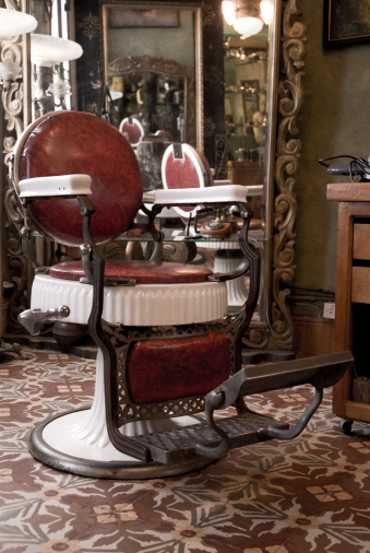 Vintage barbershop, chair, close up