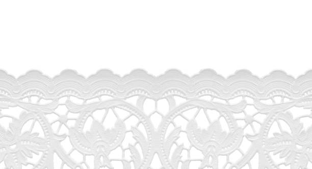 seamless bord en dentelle napperon/isolé sur blanc - dentelle en matière textile photos et images de collection