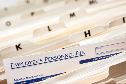 Employee's Personnel File; Narrow depth of field.