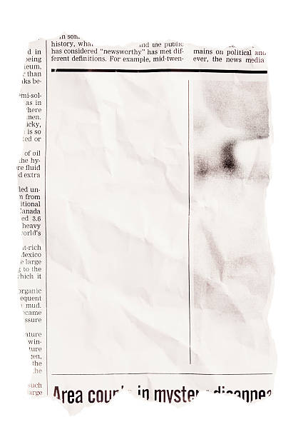 istock Crumpled torn out newspaper clipping with blank space 154933865