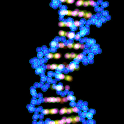 A glowing DNA molecule model