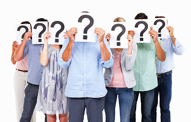 istock Business people standing with question mark on boards 154935013
