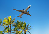 Air plane to tropical summer beach vacation