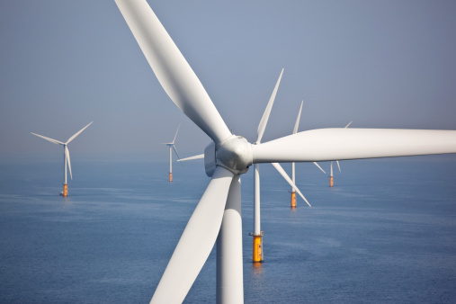 istock Wind turbines at sea 154935161
