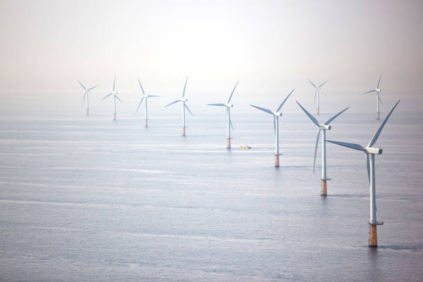istock Line of wind turbines 154935168