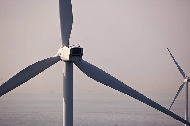 Back of an offshore wind turbine stock photo