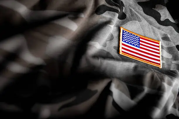 American flag patch on camoflage