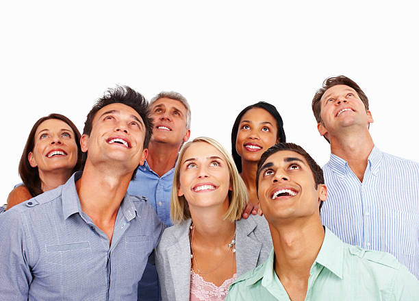 istock Successful business people looking upward 154945371