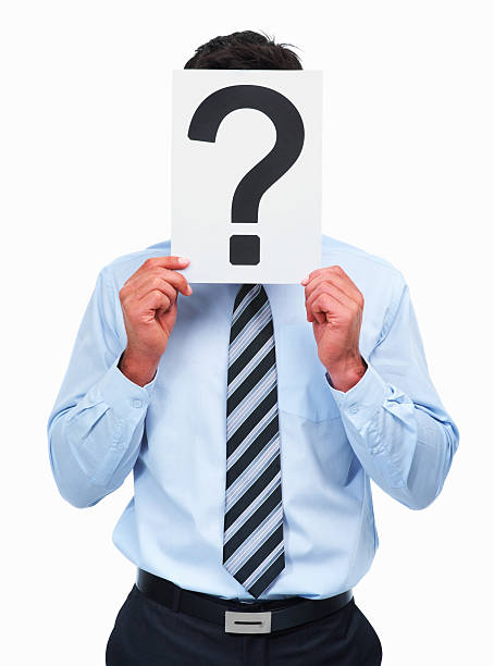 istock Man covering his face with a question mark sign 154945376