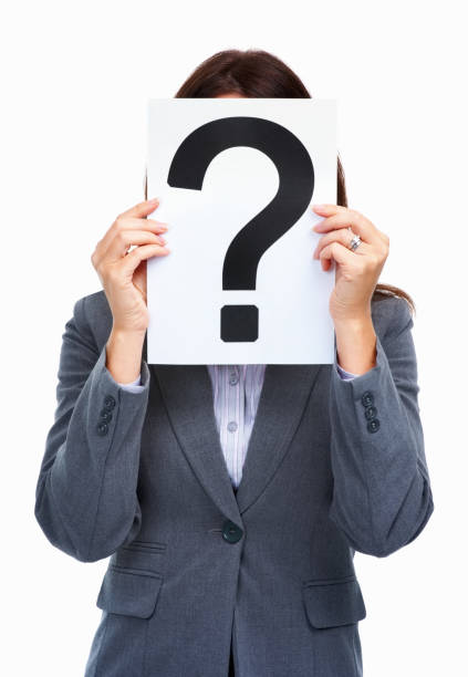 istock Woman covering her face with a question mark sign 154945615