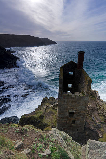 Abandoned tin mine at Botallack in Cornwall stock photo