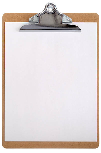 Isolated clipboard with blank sheet of paper stock photo