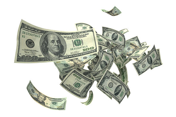 dinheiro caindo (xxxl - currency paper currency wealth one hundred dollar bill - fotografias e filmes do acervo