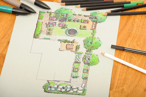 Home garden design, colored. Design is my own.