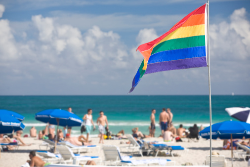 Gay pride flag in Miami Beach