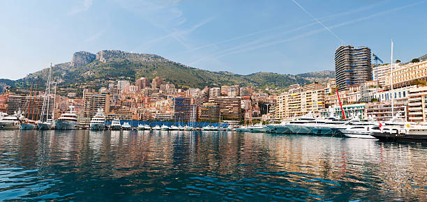 Monte Carlo Waterfront Panorama, Monaco Monte Carlo Waterfront Panorama, Monaco monaco stock pictures, royalty-free photos & images