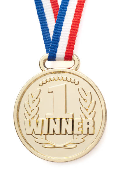 A gold medal, isolated on white.