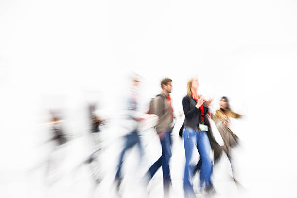 people walking in a modern interior