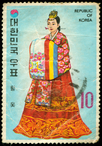 With drawing of a woman dressed in ceremonial clothes, scanned on black background. In aRGB colorspace for optimal printing.
