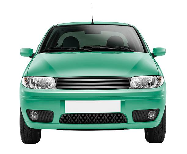 auto parte anteriore (isolata con percorso clip su sfondo bianco - hood car headlight bumper foto e immagini stock