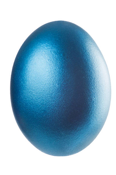 Blue Easter Egg on white stock photo