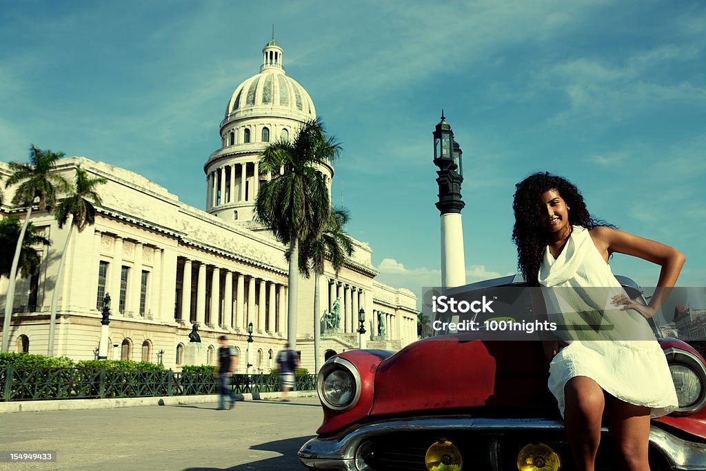 Attractive cuban woman posing by the El Capitolio  Adult Stock Photo