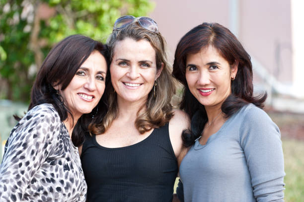 istock Three housewives posing outdoors 154949475