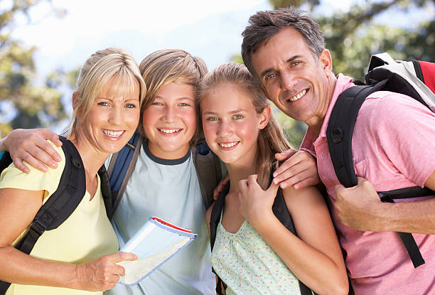 istock Middle Aged Family Hiking Through Countryside 154952153