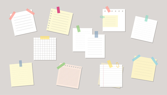 Sticky note vector illustration. Note post sticker. Note paper, note pad sheet blank. EPS 10