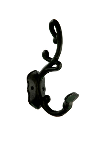 This coat and hat forged hook is made from wrought iron and has a clipping path. The iron edges are rough.