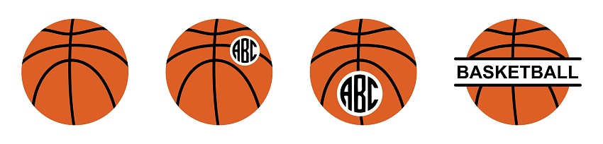 Set basketball ball monogram frame. Sport vector illustration